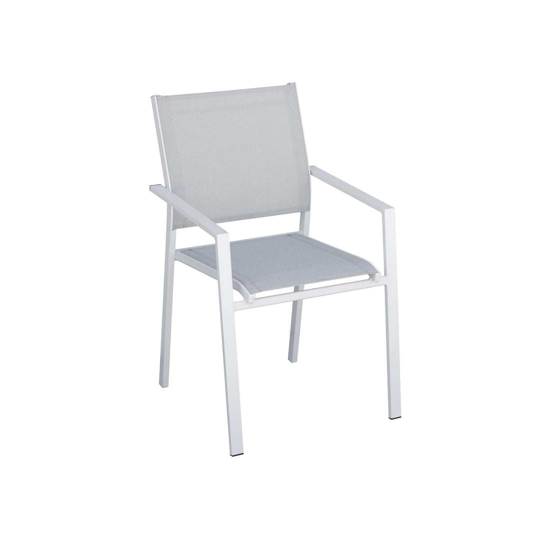 moia greenwood moia greenwood sedia poltrona zara in alluminio bianco e textilene grigio sedia outdoor con braccioli impilabile ean 8013054834929
