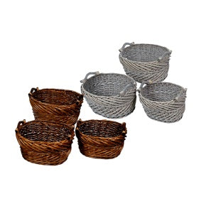 regalo italiano regalo italiano set 3 cesti in salice ovali d 34 40 46 cm con manici 2 colori assortiti 1 pz ean 8057586131712