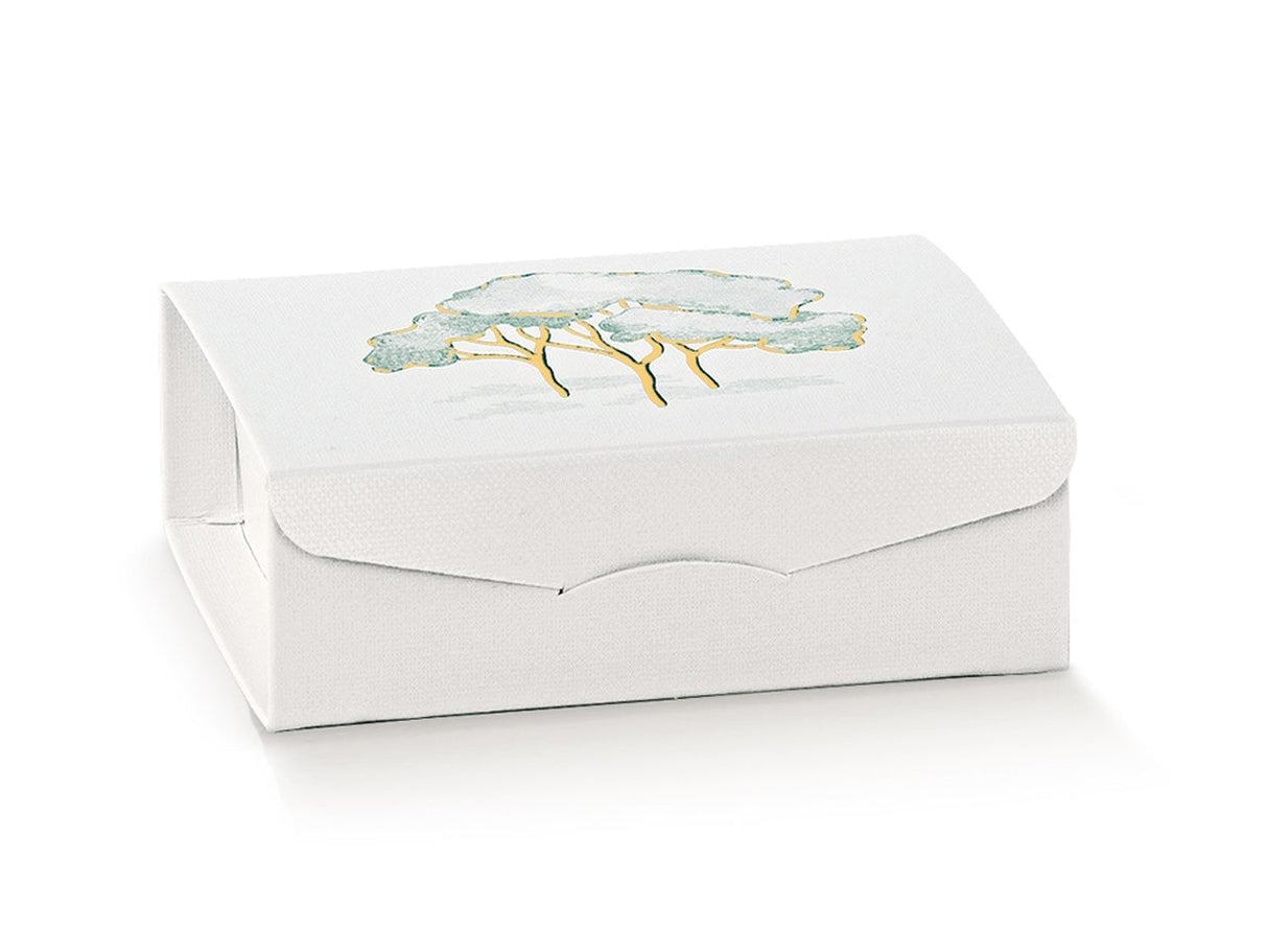 Scatola regalo Scotton Intrecci Verde stampa caldo 7×7×3 cm per bomboniere e gioielli. CONF 10 PZ Montaggio rapido, design elegante. ean 8007402372065