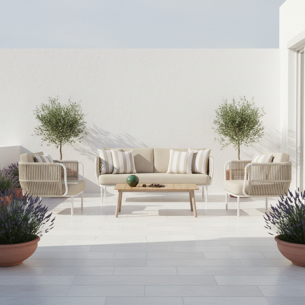 Scena 1 – Terrazza bianca mattino