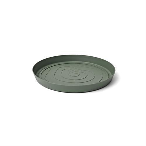 Sottovaso da esterno Ø33 cm Forest verde salvia, plastica riciclata 100%. Resistente da −30° a +60°C, riciclabile.