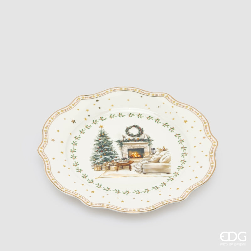 edg enzo de gasperi edg enzo de gasperi servizio piatti caminetto natalizio 24 pz ceramica bianco verde piano fondo dessert e ciotole ean 8059824668073