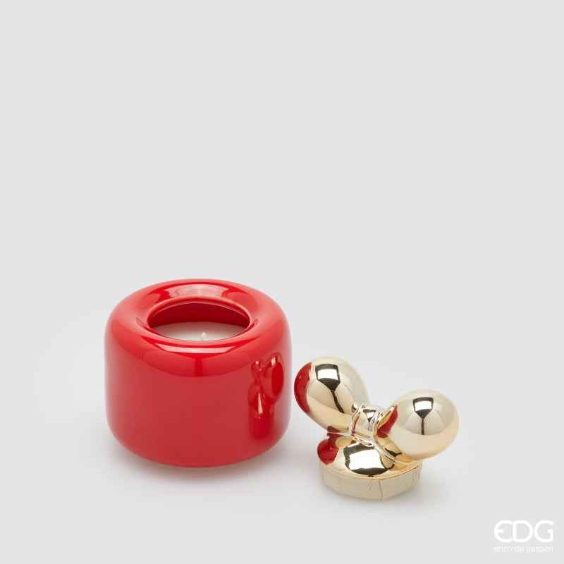 edg enzo de gasperi edg enzo de gasperi candela di natale fiocco h 10 cm d 85 cm berry fruit rosso oro ean 8059824584434