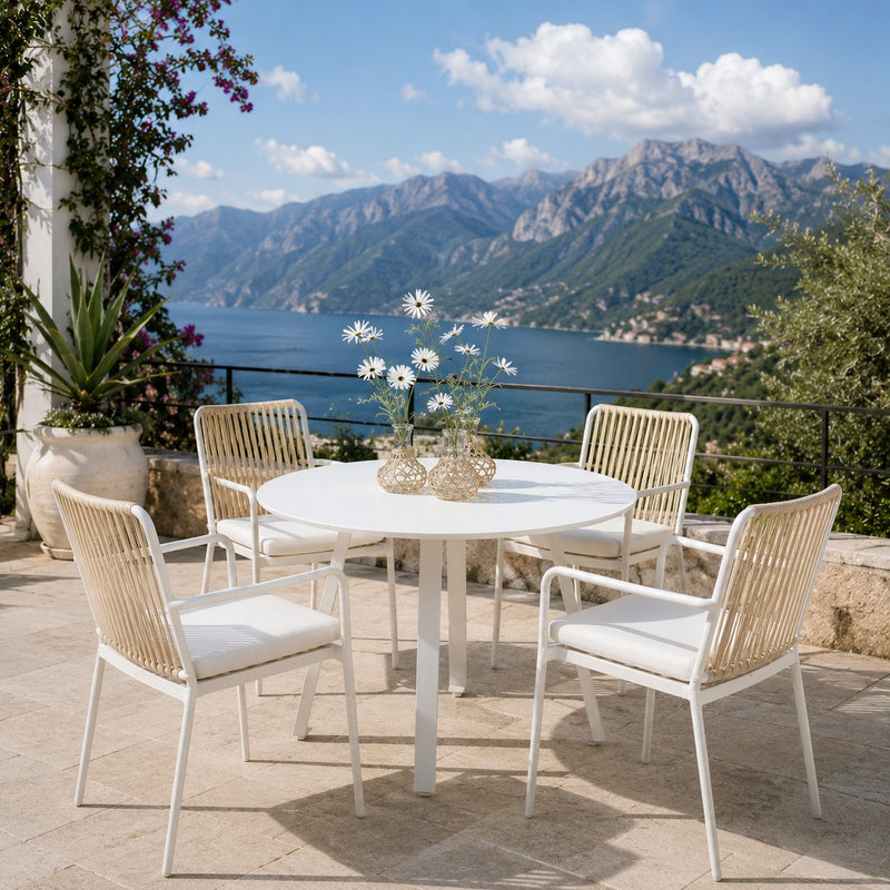 edg enzo de gasperi edg enzo de gasperi tavolo rotondo da esterno bianco in alluminio d 100 cm h75 cm ean 8059824332356