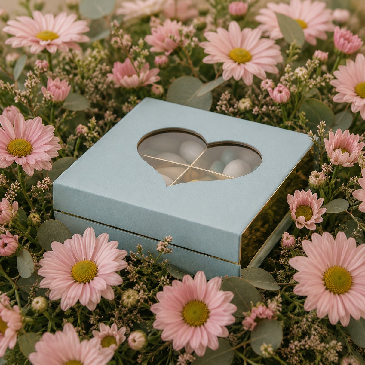 larcolaio larcolaio box telata portaconfetti 13 x 13 x 4 cm bomboniera celeste con cuore 1 pz ean 8059558632296
