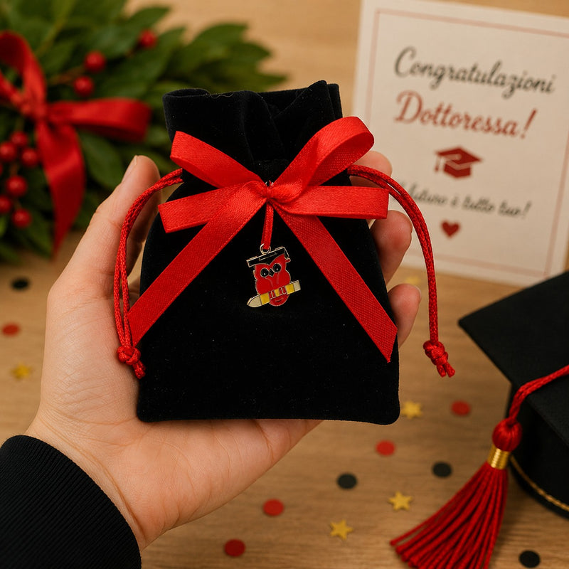 larcolaio larcolaio sacchetto con gufo 9 x 12 cm portaconfetti laurea nero 12 pz ean 8059558631329