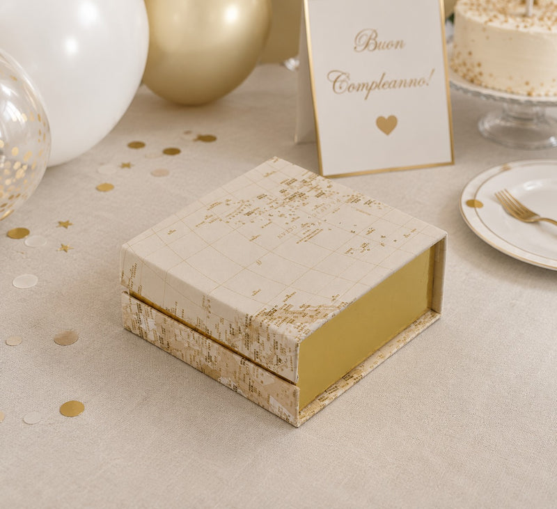 larcolaio larcolaio scatola degustazione mappamondo 9 x 9 x 4 cm bianco oro 1 pz ean 8054751443724