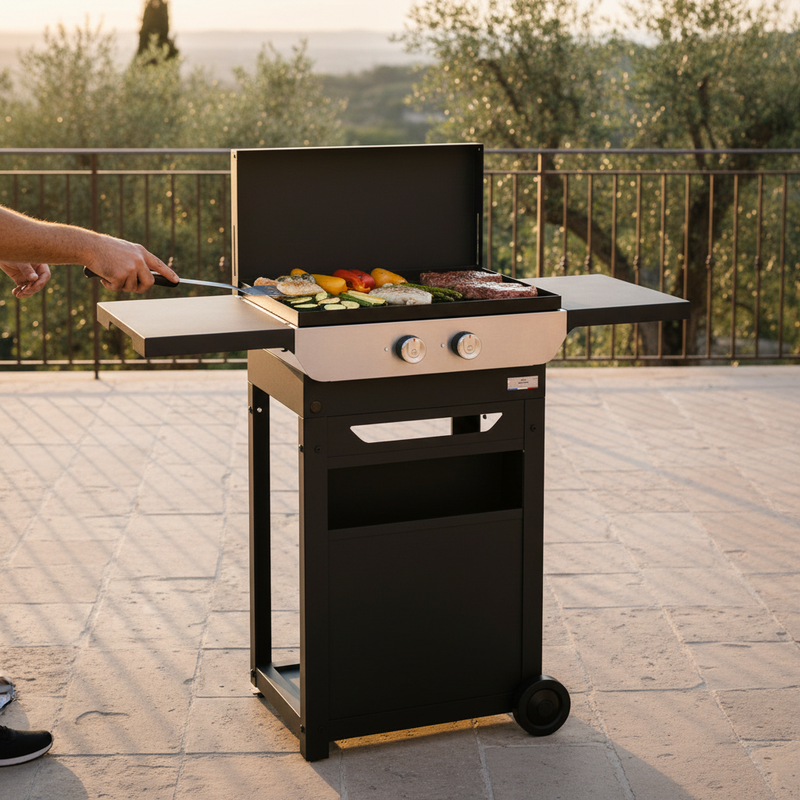 le marquier le marquier plancha elettrica original 260 duo con carrello coperchio e ripiani edition completa ean 3339380176973