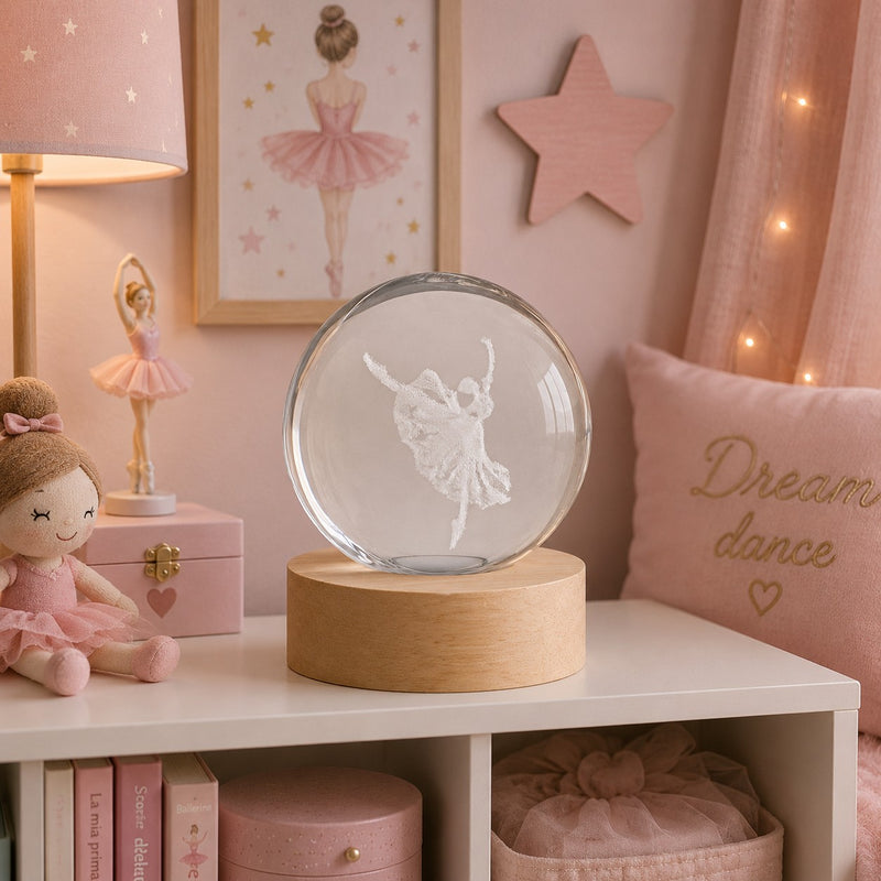 linea due elle linea due elle lumetto a sfera ballerina con base in legno d 6 cm h 8 cm bomboniera lampada decorativa elegante ean 8033551046502