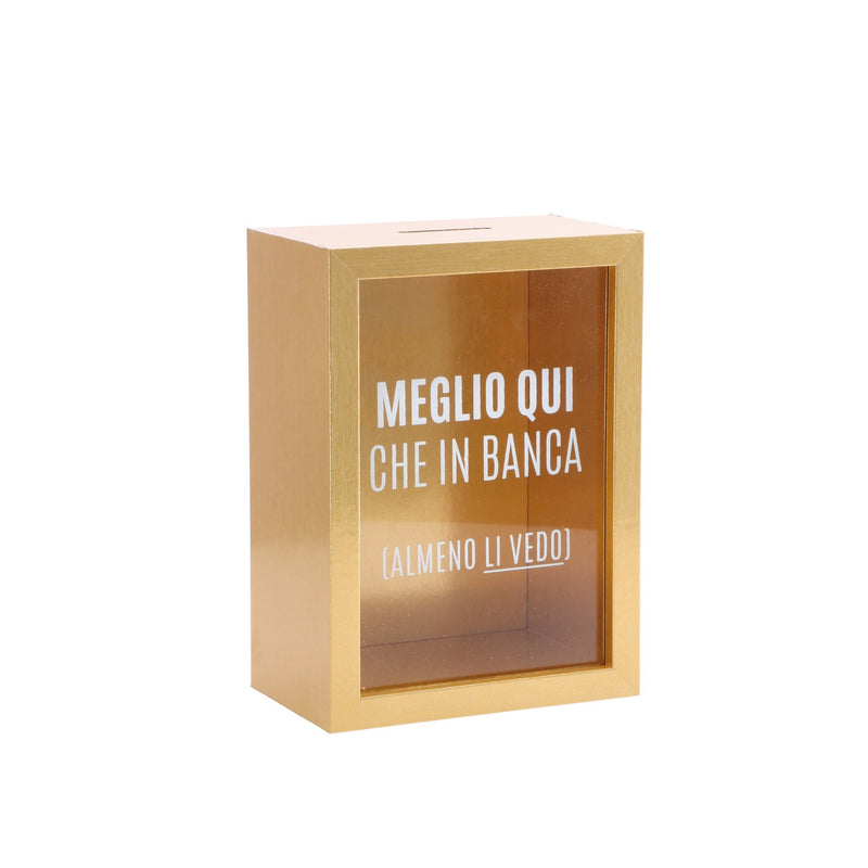 regalo italiano regalo italiano salvadanaio mdf e vetro ass 13 x 8 cm h 16 cm porta risparmi decorativo moderno casa 1 pz ean 8057586200920