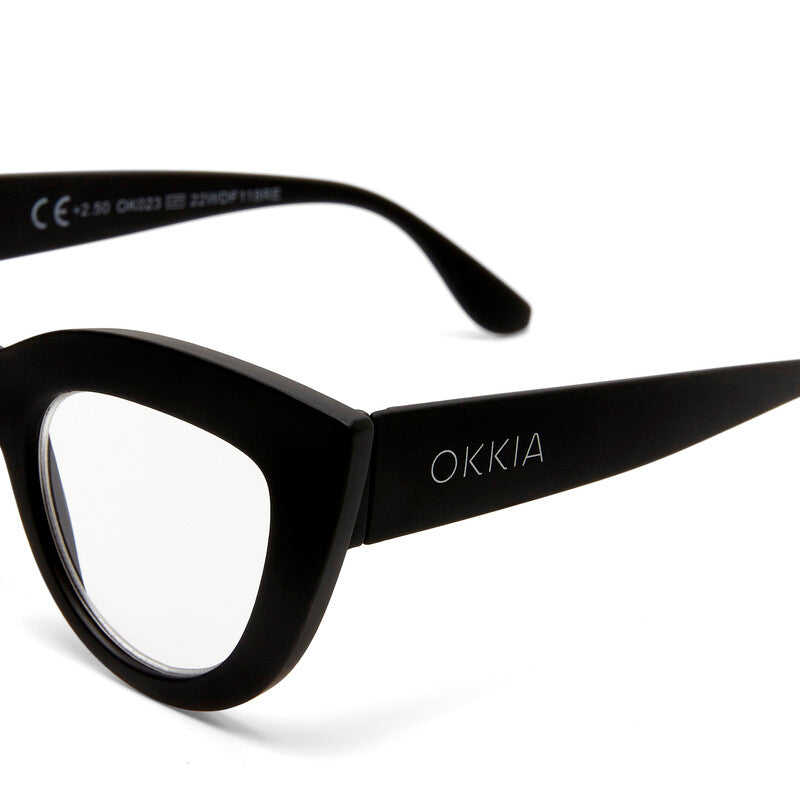 okkia okkia occhiale da lettura mod claudia premontato gatto soft touch spring nero diottrie 2 50 ean 8055773192942