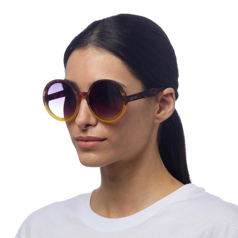 okkia okkia occhiale da sole premontato mod monica round havana yellow ean 8052862288999