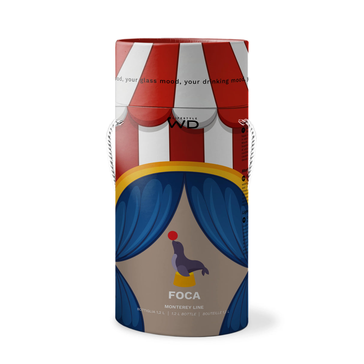 wd lifestyle wd lifestyle bottiglia vetro con tappo cc 12 lt decoro foca ean 8053300576081