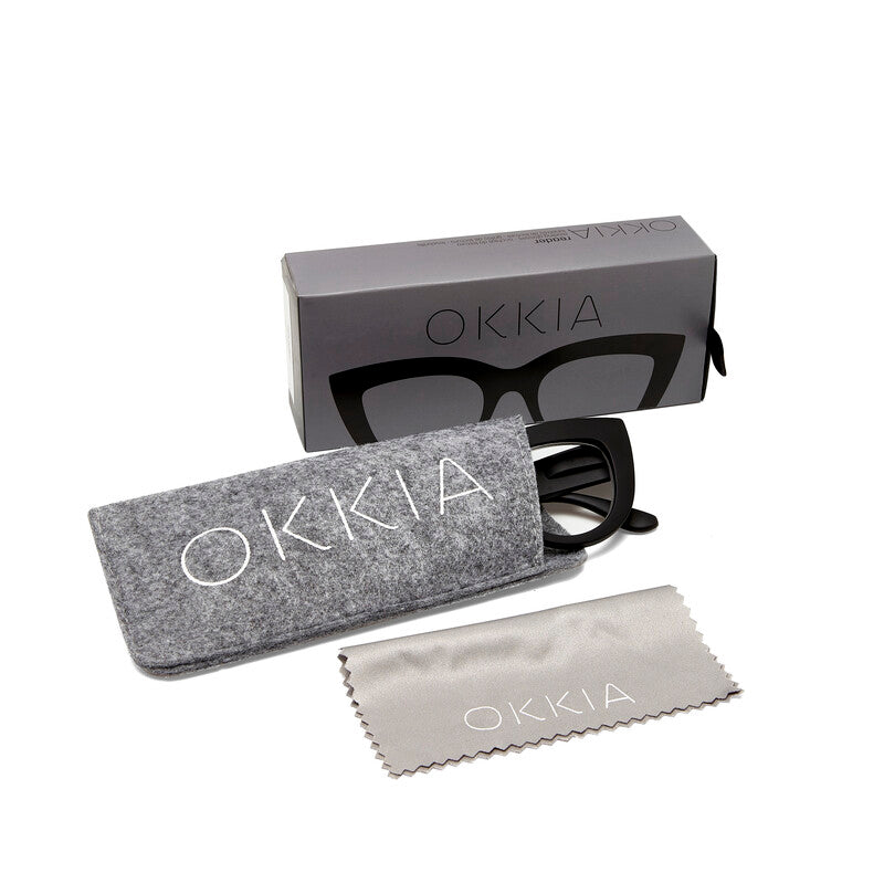 okkia okkia occhiale da lettura mod claudia premontato gatto soft touch spring nero diottrie 2 50 ean 8055773192942