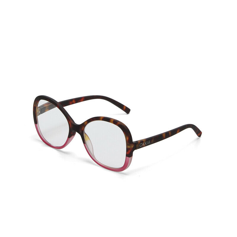 okkia okkia occhiale da lettura mod verona premontato butterfly soft touch spring anti luce blu havana pink diottrie 1 5 ean 8056211374418