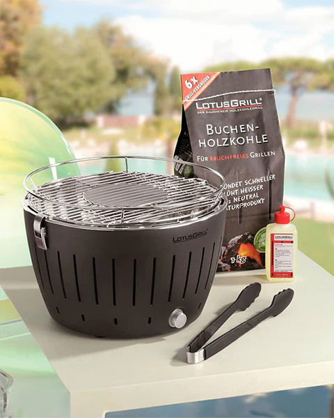 lotusgrill lotusgrill barbecue portatile 35 x 35 x 23 4 cm per interno ed esterno nero ean 4260023010820
