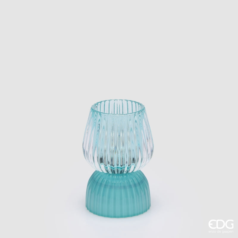 edg enzo de gasperi edg enzo de gasperi lampada da tavolo biforma a righe led h 13 cm d 9 cm ip20 celeste ean 8059824630414