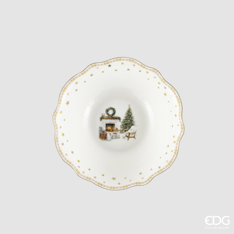 edg enzo de gasperi edg enzo de gasperi servizio piatti caminetto natalizio 24 pz ceramica bianco verde piano fondo dessert e ciotole ean 8059824668073