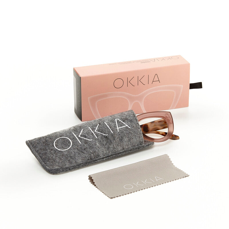okkia okkia occhiale da lettura mod claudia premontato gatto soft touch pink havana diottrie 3 00 ean 8055773193055