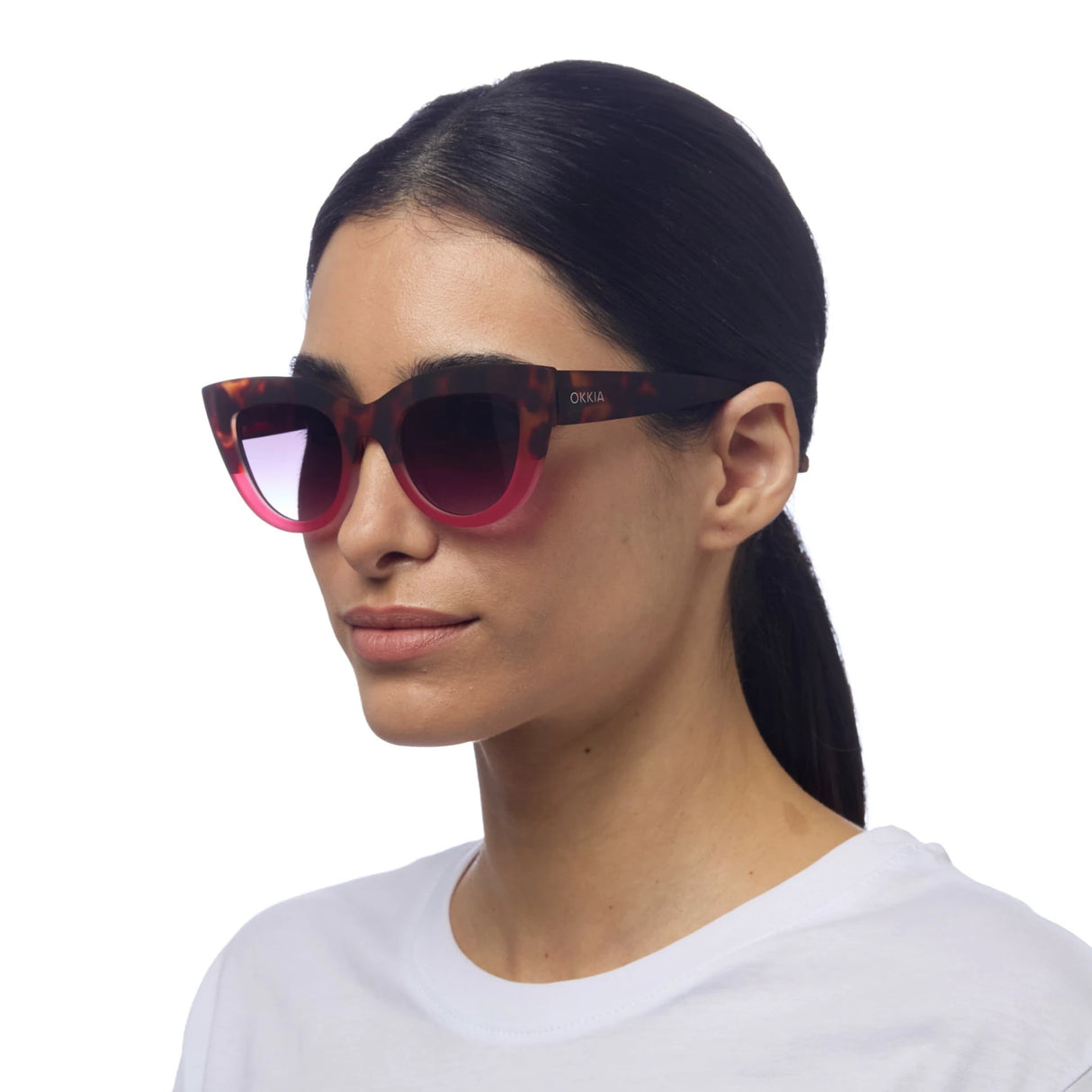 okkia okkia occhiale da sole premontato gatto big frame mod claudia havana pink ean 8056211371455