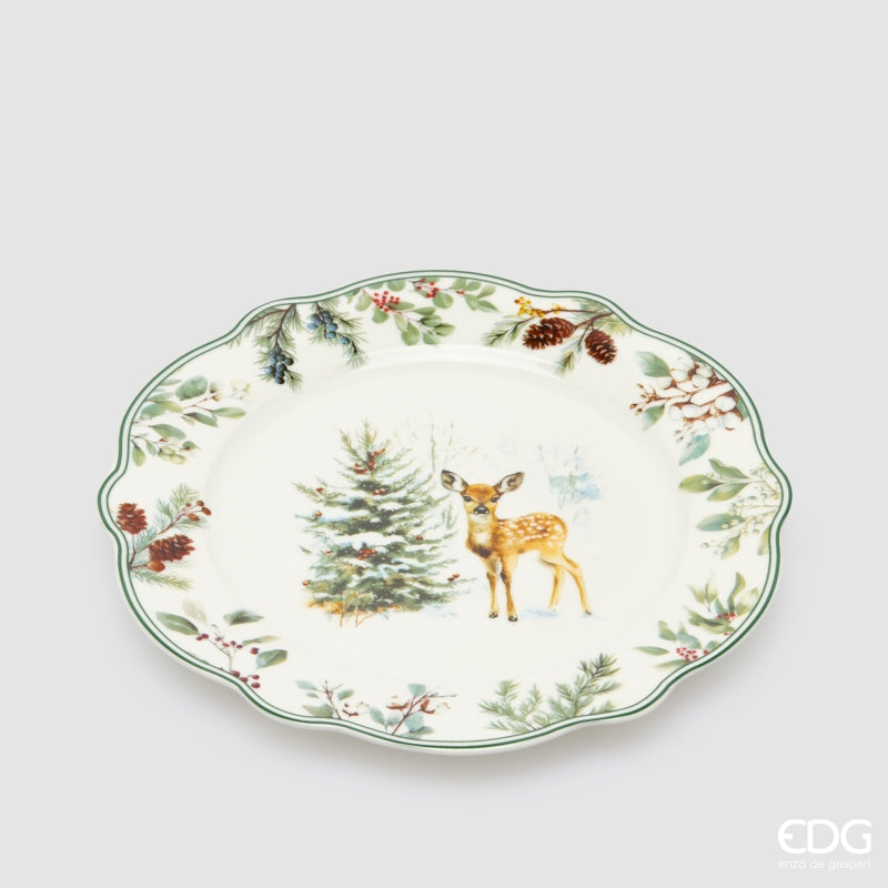 edg enzo de gasperi edg enzo de gasperi servizio piatti pino innevato di natale 24 pz ceramica verde mix piano fondo dessert e ciotole ean 8059824668097