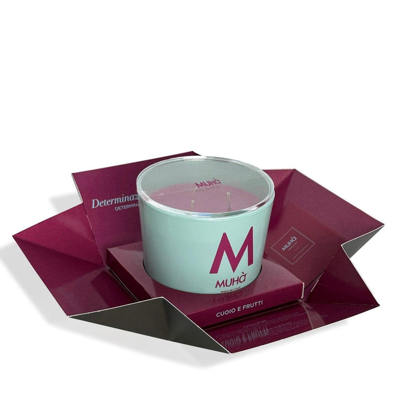 Muhà Vela Perfumada Cuero y Frutos 270 g Ø8,9xH9,5 cm – Vela Aromática Decorativa para el Hogar e Idea de Regalo