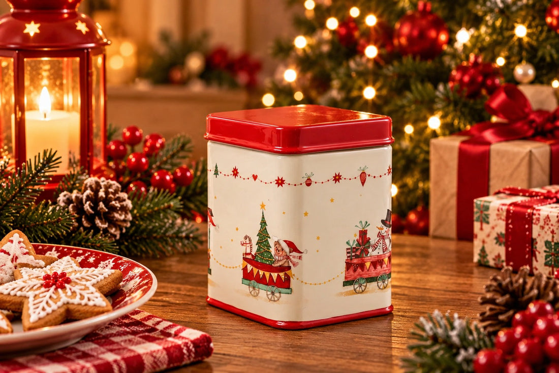 Contenedor Navideño Decorado ARPIMEX 9 x 9 x 12 Cm Blanco Rojo