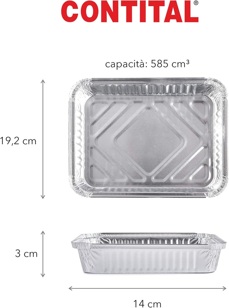 Contital Contenedores Aluminio R8L 2 Porciones 192 x 140 Mm 100 Uds