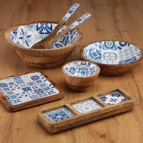 Versa Plato Cuadrado Azurita en Madera de Mango