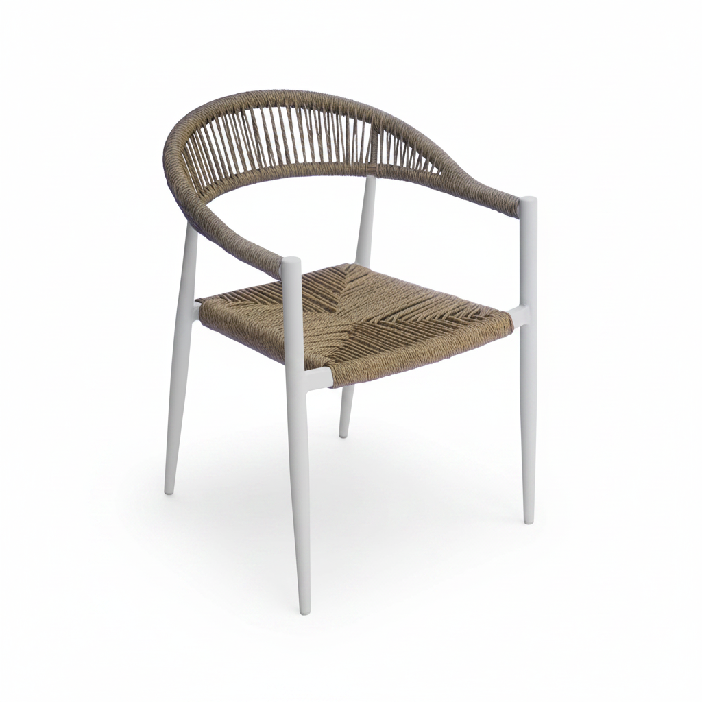 Moia Greenwood Sillón Milano Aluminio Cuerda Paja Blanco