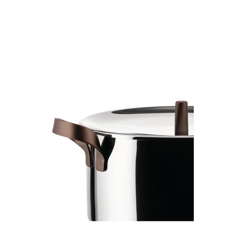 Alessi EDO Cacerola Baja D 24 Cm a Dos Asas en Acero Inoxidable y PVD Marrón