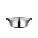 Alessi EDO Cacerola Baja D 24 Cm a Dos Asas en Acero Inoxidable y PVD Marrón