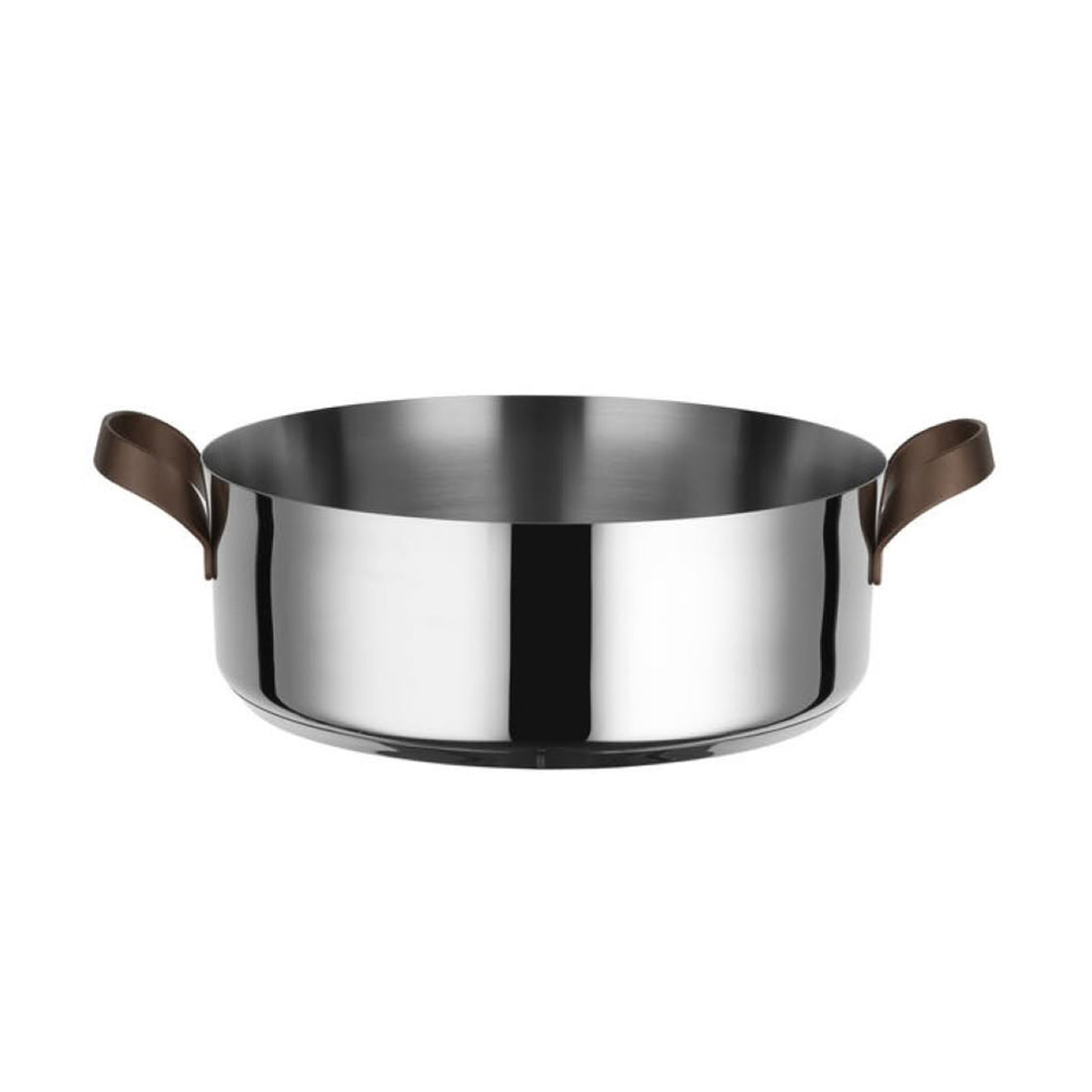 Alessi EDO Cacerola Baja D 24 Cm a Dos Asas en Acero Inoxidable y PVD Marrón