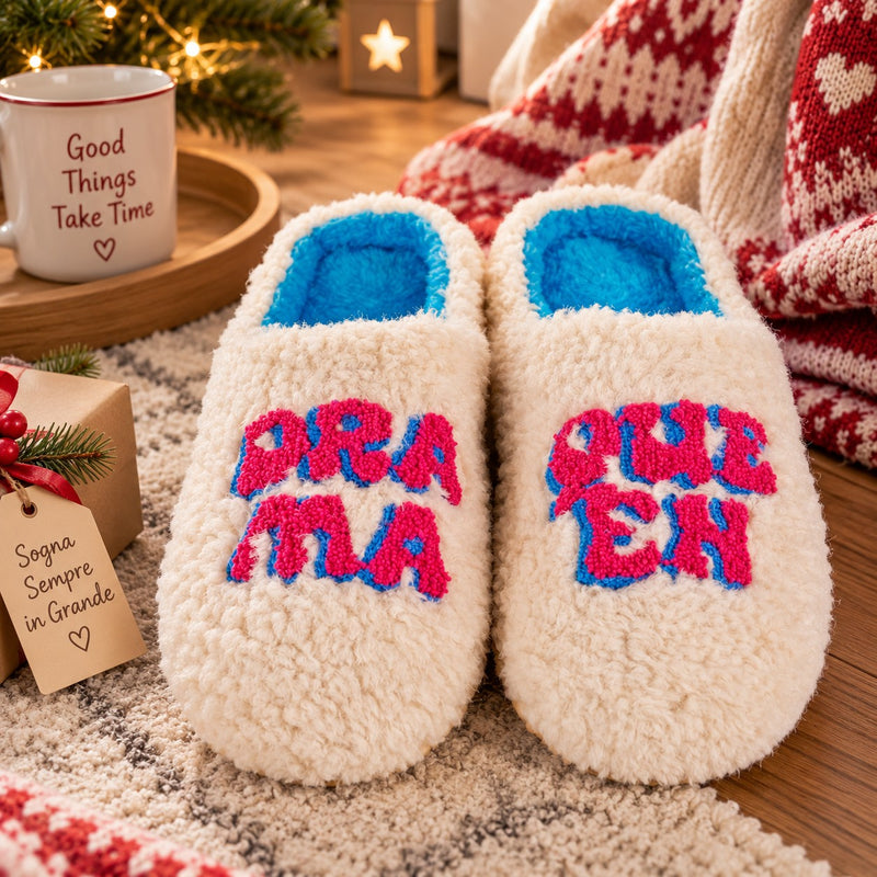 WD LifeStyle Pantofole Natalizie Drama Queen Taglia L/XL – Idea Regalo di Natale