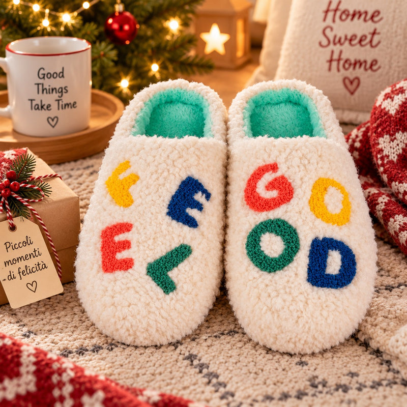 WD LifeStyle Pantofole di Natale Feel Good Taglia L/XL – Idea Regalo Natalizia