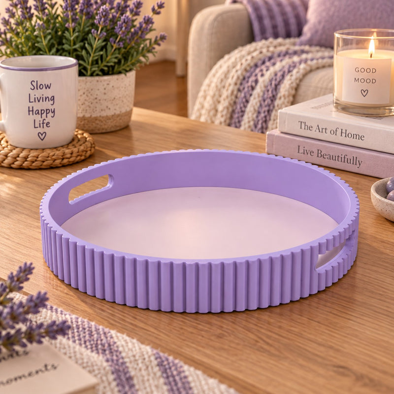 WD LifeStyle Vassoio Viola in MDF Ø30 cm – Vassoio Decorativo per Casa e Tavola