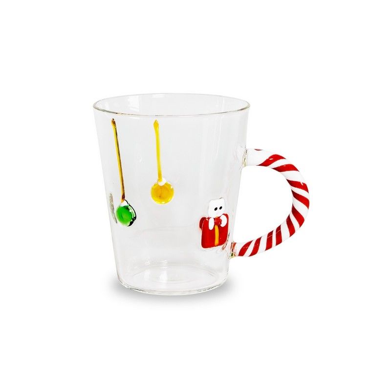 WD LifeStyle Tazza di Natale in Vetro 425 ml con Decoro Gatto – Tazza Natalizia Idea Regalo