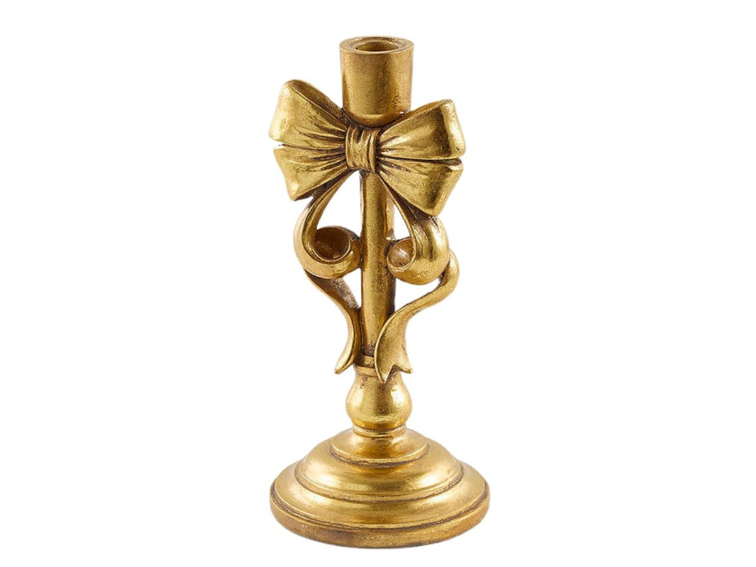 EDG Enzo De Gasperi Portavelas Navideño con Lazo H24x11,5x11,5 cm Oro Oscuro – Decoración de Navidad