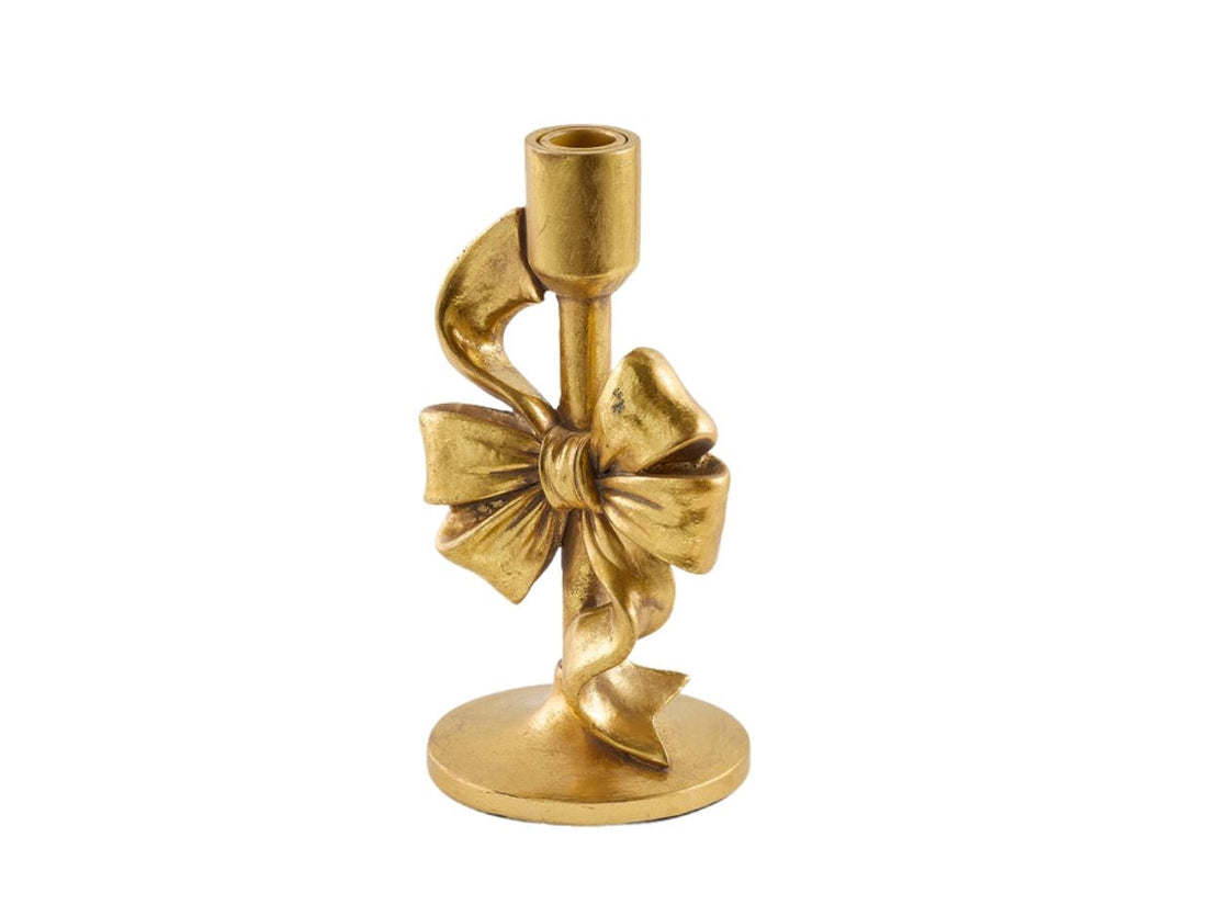 EDG Enzo De Gasperi Portavela Navideño con Lazo H22x11x11 cm Oro Oscuro – Decoración de Navidad