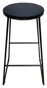Taburete Dimo Colby Asiento Redondo en Tela Negra Patas Negras