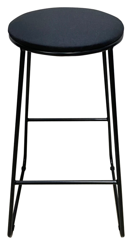 Taburete Dimo Colby Asiento Redondo en Tela Negra Patas Negras