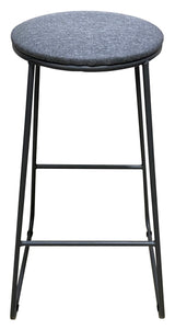 Taburete Dimo Colby Asiento Redondo en Tela Gris Patas Grises