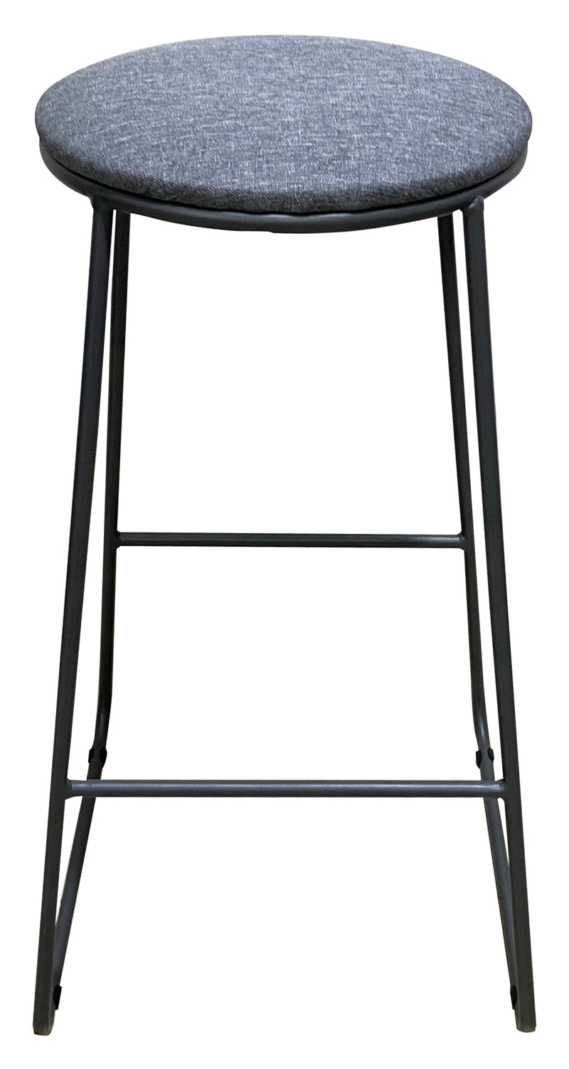 Taburete Dimo Colby Asiento Redondo en Tela Gris Patas Grises