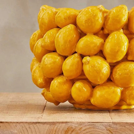 EDG Enzo De Gasperi Jarrón Chakra Limones A 24 Cm D 42 Cm Amarillo 81 Frutos
