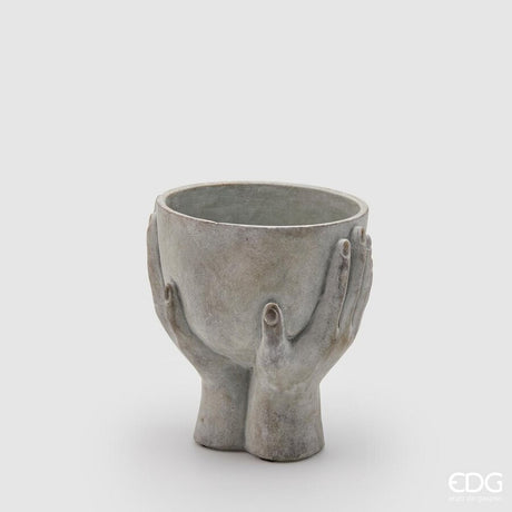 edg enzo de gasperi vaso in cemento mani con ciotola h 20 cm d 17 cm grey waterproof ean 8059824100832