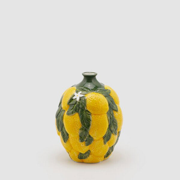 EDG Enzo De Gasperi Jarrón Limones con Hojas A 19 Cm D 14 Cm Amarillo Verde