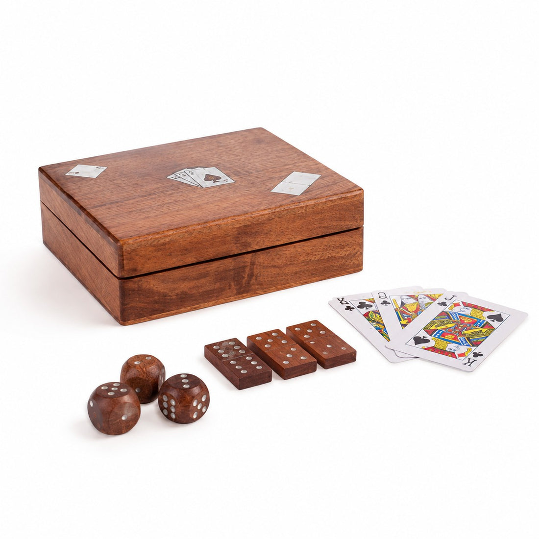 Bizzotto Decorazione Fortune con Carte da Gioco 16,5x13,8 cm in Legno di Acacia e Metallo