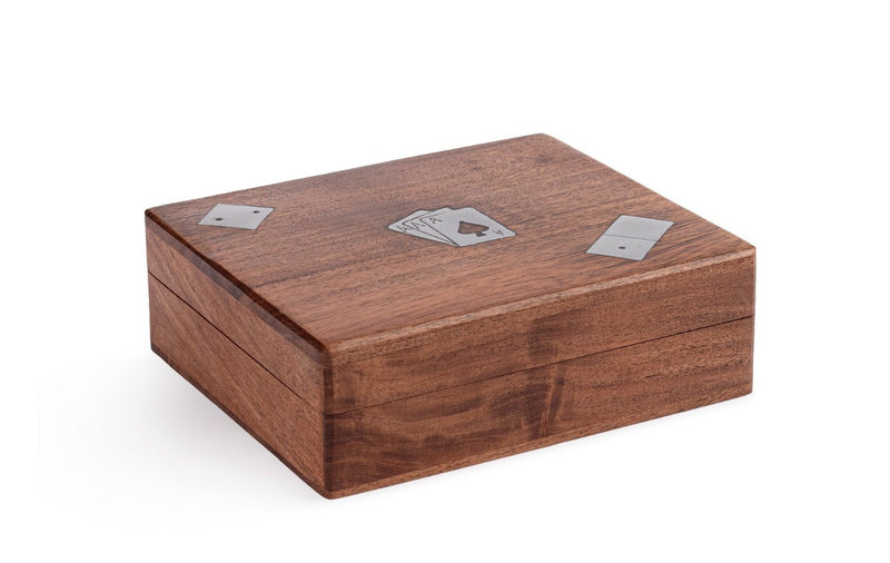 Bizzotto Decorazione Fortune con Carte da Gioco 16,5x13,8 cm in Legno di Acacia e Metallo