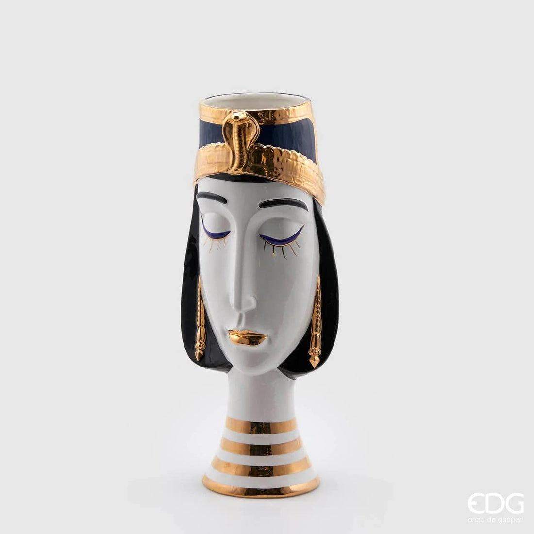 EDG Enzo De Gasperi Jarrón Egypt Iside H61 D23 Azul y Oro