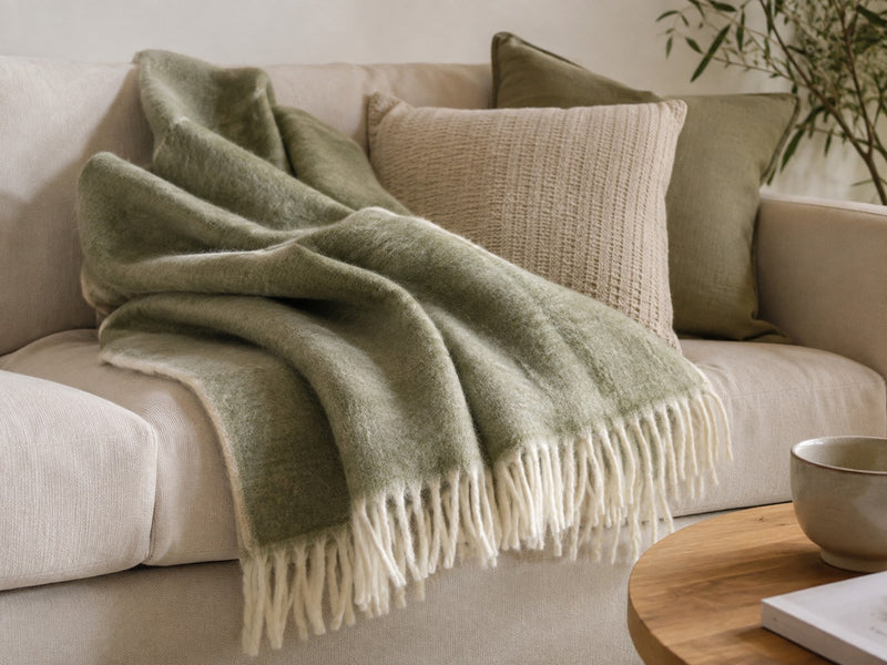Bizzotto Coperta Anouk a Quadri Verde con Frange 130x170 cm – Plaid Arredo
